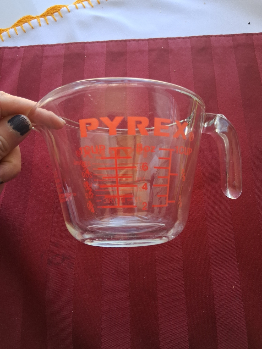 Pyrex Clear Glass Measuring Cup with Orange Markings